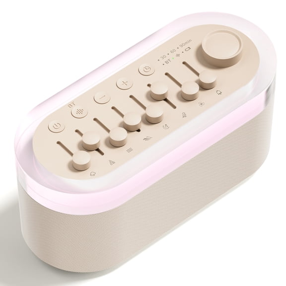 ANTBOOK White Noise Sound Machine for Sleep with Bluetooth, 8 Mixable Sounds, Timer and Rechargeable Battery Night Light Brown