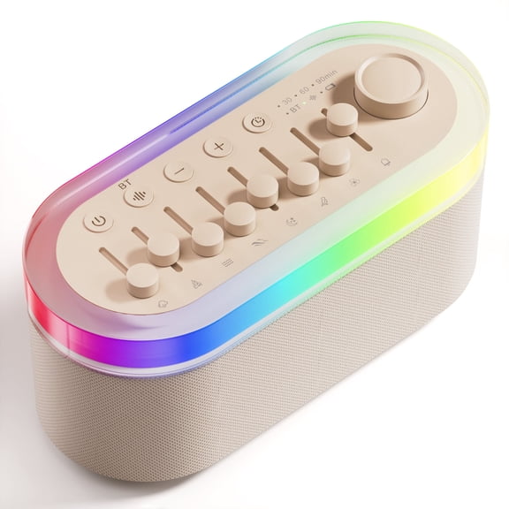 ANTBOOK White Noise Sound Machine for Sleep with Bluetooth, 8 Mixable Sounds, Timer and Rechargeable Battery Night Light Brown
