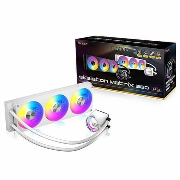 ANTEC Skeleton Matrix 360 ARGB Liquid CPU Cooler, 360mm Radiator, Single-Frame Fan, Hydraulic Bearing, Copper Base, White