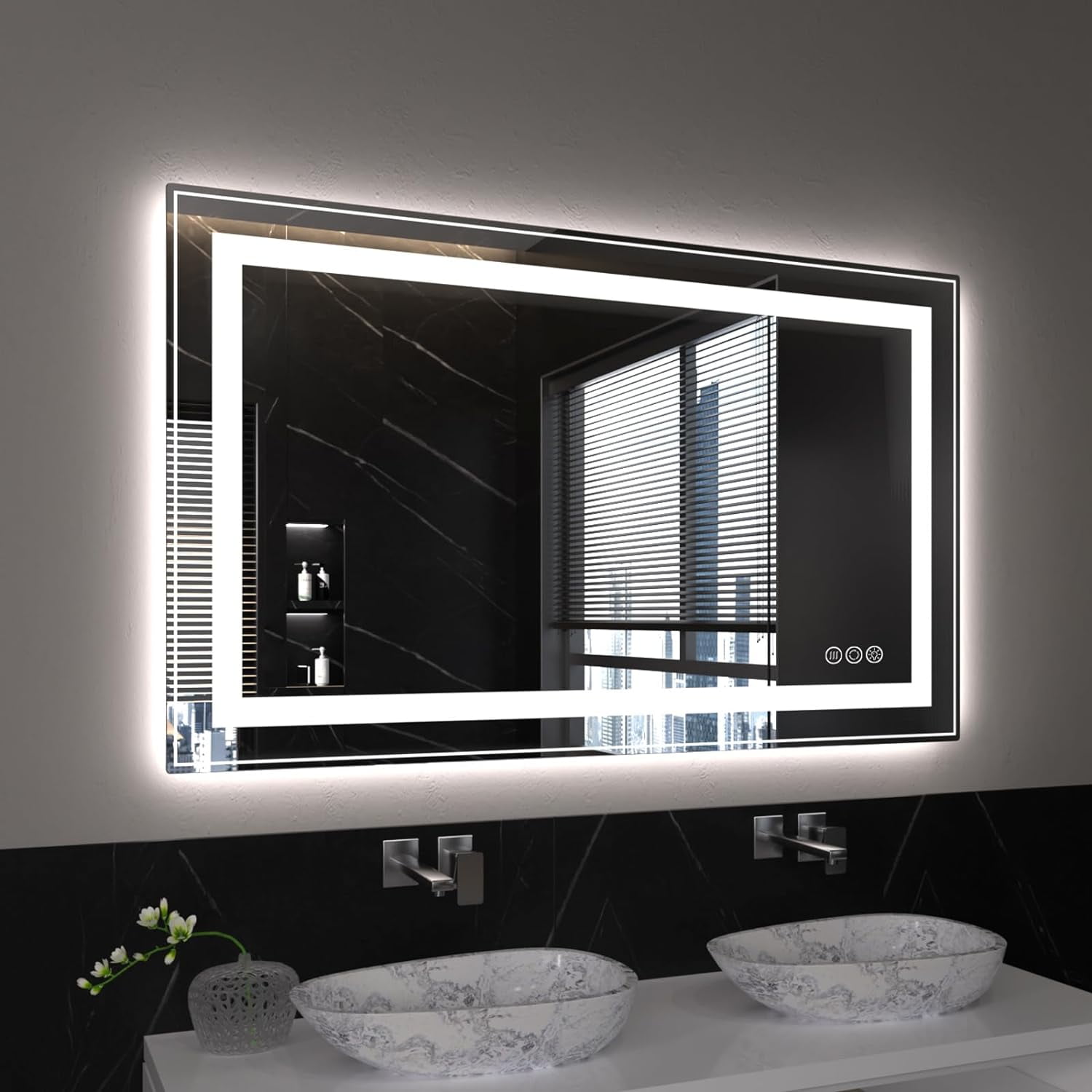 ANTEN 32X24 LED Mirror for Bathroom, Backlit + Frontlit, Anti-Fog LED Vanity Mirror, 3000K-6000K ...