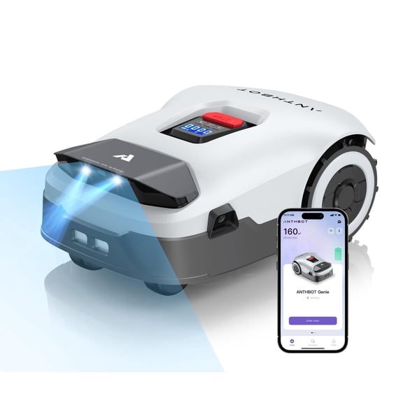 ANTHBOT Genie3000 Robot Lawn Mower, Wire-Free Full Band RTK & 4-Eye Vision Robotic Mower for 3/4 Acre, Auto Mapping, Multi-Zone Management, Precision Obstacle Avoidance, Smart Path Planning