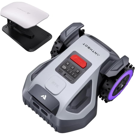 ANTHBOT M5 Wire-Free Robotic Lawn Mower with Garage, 1/8 Acre, RTK Dual Vision 4G App Control, 45% Slope