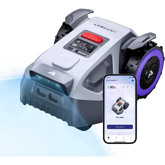 ANTHBOT M9 1/4 Acre Wire Free Dual Vision and Full-Band RTK Robot Lawn Mower with 4G App Control, 45% Slope Multi-Zone Mapping