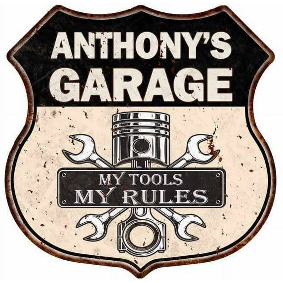 ANTHONY'S Garage My Tools My Rules Sign 12x12 Metal Sign 211110024025