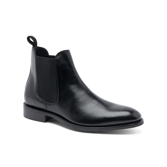 ANTHONY VEER ESSENTIALS Womens Black Goring Jefferson Almond Toe Block Heel Leather Chelsea 8