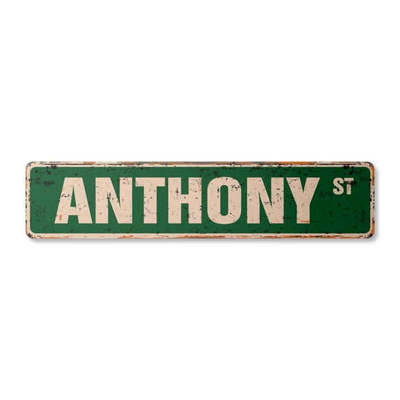 ANTHONY Vintage Plastic Street Sign Childrens Name Room Sign | Indoor/Outdoor |  18" Wide