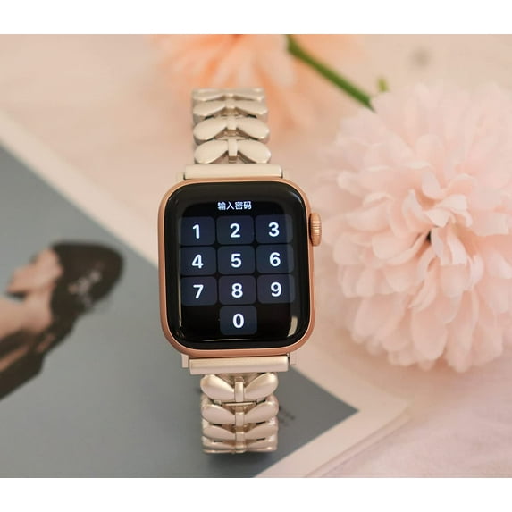 ANTHOUSE 42/44/45mm Gold Cool Chain Women Metal Smartwatch Band Compatible for Apple Watch Series 7/6/5/se/4/3/2/1 Man Adjustable Bracelet for Iwatch 7/6/5 Gifts for Her/Him