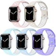 thumbnail image 1 of ANTHOUSE 5 Pack Sport Bands Compatible for Apple Watch 45mm 44mm 42mm 41mm 40mm 38mm Men Women, Breathable Silicone Soft Replacement Strap Wristband for iWatch Series 8 SE 7 6 5 4 3 (45MM,C1), 1 of 12