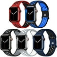 thumbnail image 1 of ANTHOUSE 5 Pack Sport Bands Compatible for Apple Watch 45mm 44mm 42mm 41mm 40mm 38mm Men Women, Breathable Silicone Soft Replacement Strap Wristband for iWatch Series 8 SE 7 6 5 4 3 (45MM,C1), 1 of 9