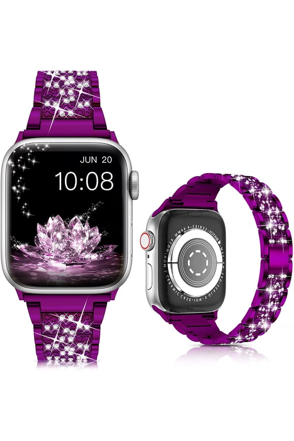 ANTHOUSE for Apple Watch Band 38mm 40mm 41mm Series 8 Series 7 6 5 4 3 2 1 SE Ultra, Bling Replacement Bracelet iWatch Band, Diamond Rhinestone Stainless Steel Metal Wristband Strap