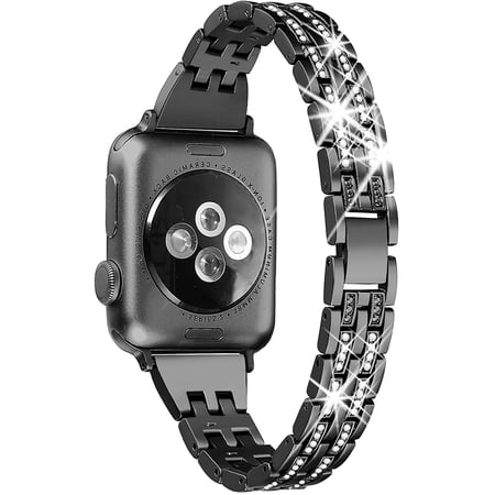 ANTHOUSE Bling Bands Compatible with Apple Watch Band 38mm 40mm 41mm 42mm 44mm 45mm Women iWatch SE Series 8 7 6 5 4 3 2 1, Dressy Jewelry Metal Wristband Strap Diamond Rhinestone