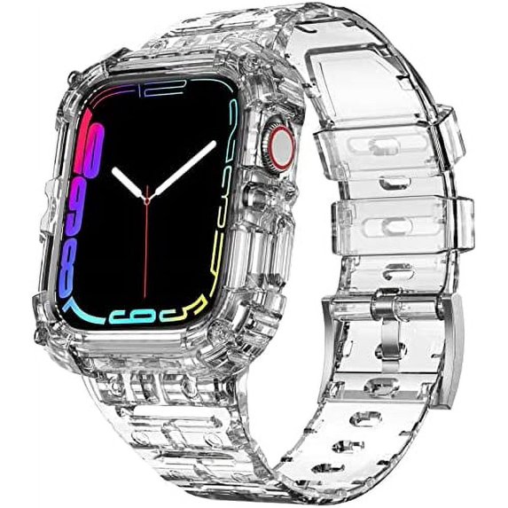 ANTHOUSE Compatible for Apple Watch 42mm 44mm 45mm with Bumper Case Cover, Clear Crystal Men Women Durable Sport Transparent Protective Bands for iWatch Series 8 7 6 5 4 3 2 1 SE