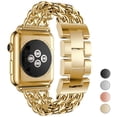 thumbnail image 1 of ANTHOUSE Compatible Apple Watch Band 41mm 38mm 40mm, Stainless Steel Metal Cowboy Chain Style Replacement iWatch Series 8 7 6 5 4 3 2 1 SE Nike+ Sports Strap Wristband (Gold, 41mm/38mm/40mm), 1 of 7