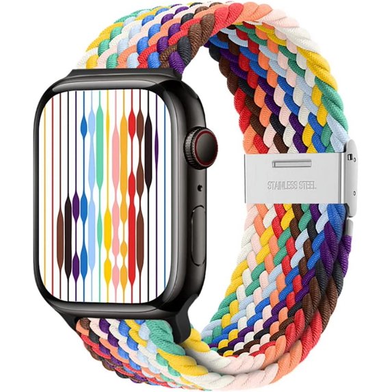 ANTHOUSE Compatible with Apple Watch Band 49mm 45mm 44mm 42mm,Stretchy Sport Solo Loop Strap with Adjustable Buckle,Elastic Nylon Braided Wristband for iWatch Series 8 7 6 SE 5 4 3 2 1