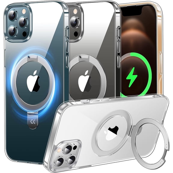 ANTHOUSE Magnetic Clear for iPhone 12 Pro Max Case with Invisible Stand [Never Yellow] [Compatible with MagSafe] Protective Shockproof Slim Transparent Phone Cases for Women Men 6.7'' 2020, Clear