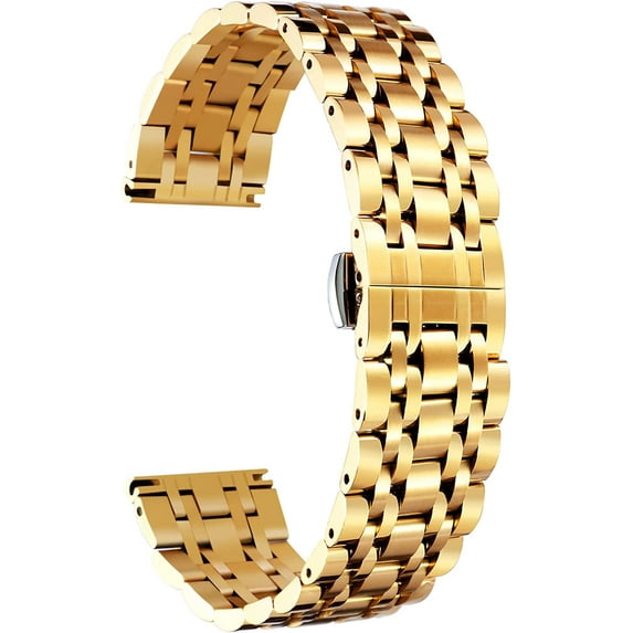 ANTHOUSE Stainless Steel Watch Band High-end Replacement Watch Band 6 Color for Women Men(Gold, Silver, Black, Rose Gold, Gold Tone, Rose Gold Tone) 13 Size (12mm - 24mm)