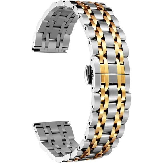 ANTHOUSE Stainless Steel Watch Band High-end Replacement Watch Band 6 Color for Women Men(Gold, Silver, Black, Rose Gold, Gold Tone, Rose Gold Tone) 13 Size (12mm - 24mm)