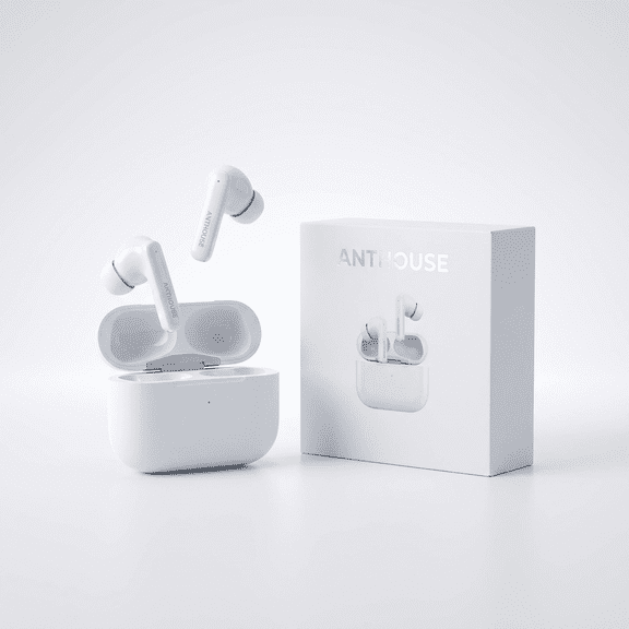 ANTHOUSE Wireless Earbuds Bluetooth 5.3 Headphones with HiFi Stereo Sound, 13mm Driver, Touch Control, USB-C Charging Case, IPX7 Waterproof, Compatible with iPhone iPad Android Windows - White