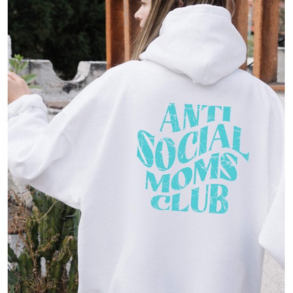 ANTI SOCIAL MOMS CLUB Graphic Unisex Fleece Hooded Sweatshirt