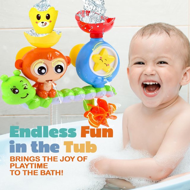 ANTIC DUCK Bath Toys for Toddlers, Monkey Caterpillar Baby Bathtub Toys