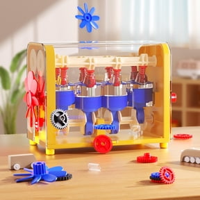ANTIC DUCK Build-Your-Own Engine Model Kit, Kids STEM Science Experiment Toy, Educational Mechanical Engineering Building Set for Boys & Girls Ages 6+
