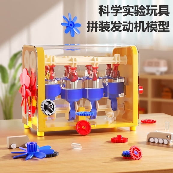 ANTIC DUCK Build-Your-Own Engine Model Kit, Kids STEM Science Experiment Toy, Educational Mechanical Engineering Building Set for Boys & Girls Ages 6+