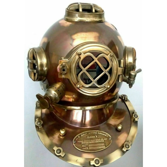 ANTIQUE DIVING DIVERS HELMET US NAVY MARK V SHIP COPPER DIVING HELMET