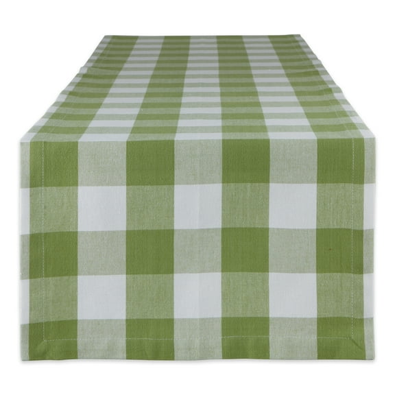 ANTIQUE GREEN BUFFALO CHECK TABLE RUNNER 14x72