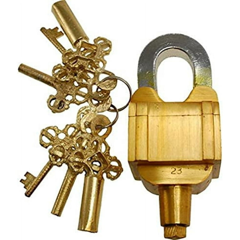 ANTIQUE Style MASTER Padlock - Lock with Key - HARD TO OPEN -Brass