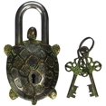 thumbnail image 1 of ANTIQUE Style TORTOISE Type Padlock - Lock with Key - Brass - Black type - From Brass Blessing (5049), 1 of 1