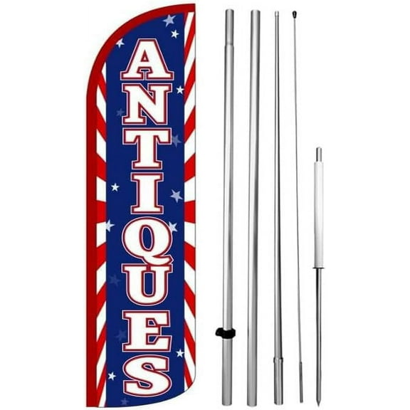 ANTIQUES Windless Feather Swooper Flag Kit 15 Ft Tall Large Banner Sign Bz-H