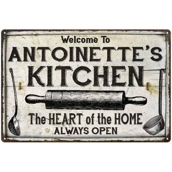 ANTOINETTE'S Kitchen Farmhouse Sign 12 x 18 Matte Finish Metal 112180033364