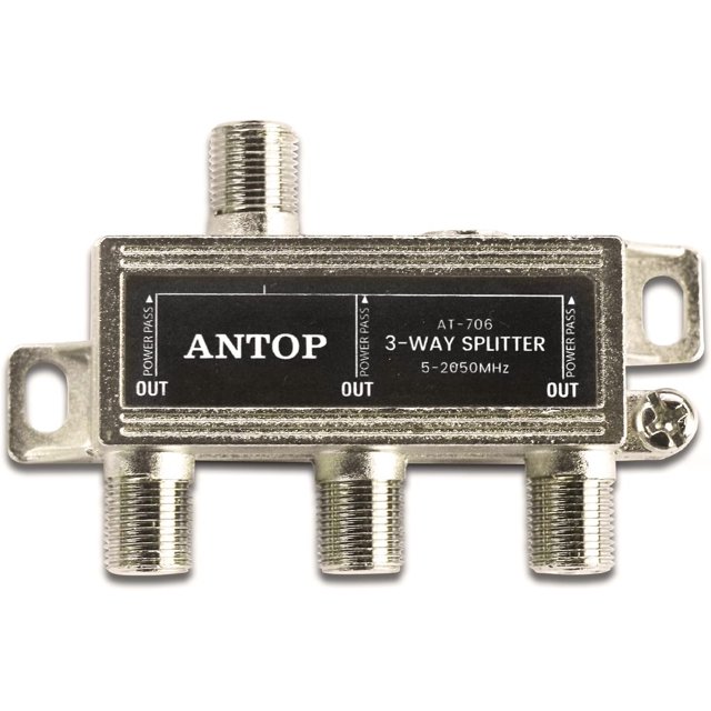 ANTOP 3 Way Antenna Coaxial Splitter, TV Signal Splitter 2GHz 52050MHz LowLoss RF Splitter