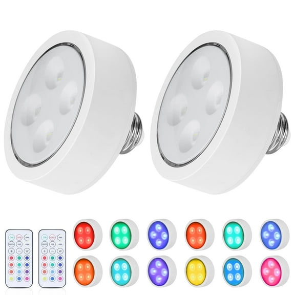 Brilliant Evolution 6-Pack RGB Wireless Puck Lights - Color Changing Under Cabinet Lighting With Remote
