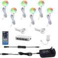 thumbnail image 1 of Color Changing LED Under Cabinet Lighting Kit with IR Control - Multi-Color Puck Lights for Kitchen Shelf and Counter Lighting, 6 Lights, 18W RGBWW (RGB + Warm White), 1 of 8