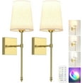 thumbnail image 1 of Gold Rechargeable Battery Operated Wall Sconce Set of 2 – Dimmable RGB Wireless Indoor Lamps with Remote Control, 5000mAh, 15 Color Options for Bedroom and Living Room Decor, 1 of 7