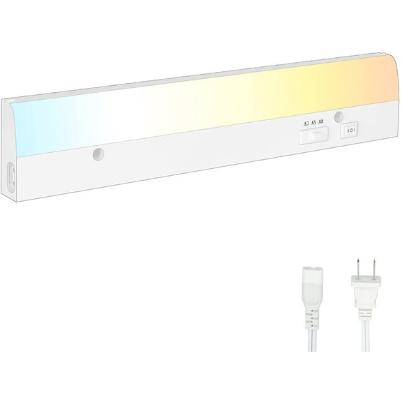 ANTOTEN LED Under Cabinet Lighting, 12 Inch Plug in Under Counter Light Fixture, Dimmable, ETL& Energy Star, 3 Color Changing Linkable Over Sink Lighting for Kitchen, Office, Garage, Workshop