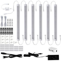 Laboreducer LED Under Counter Light Fixtures, Hardwired Cabinet Strip Lighting Kit,24V Plug in Cupboard Lights Linkable for Kitchen, Bar, Closet, Showcase, Self(6 Lights, 12In,2700K)