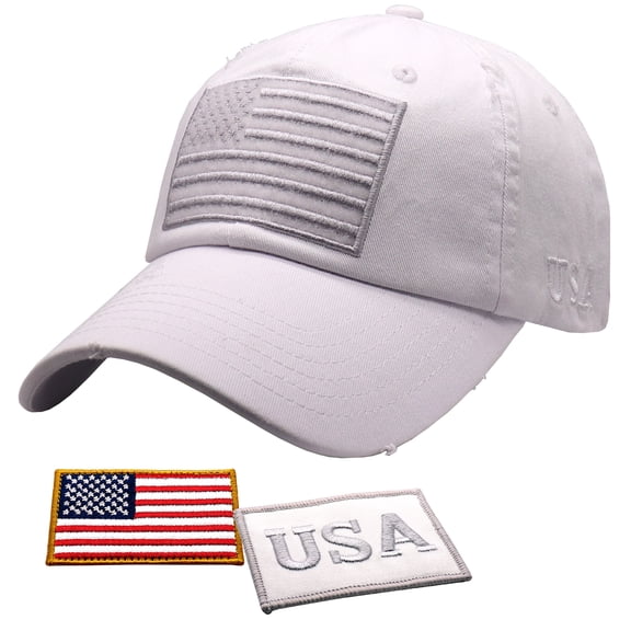 ANTOURAGE American Flag Distressed Vintage Tactical Baseball Hat for Men & Women +2 Patriotic Patches