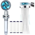 thumbnail image 1 of High Pressure Handheld Showerhead with filters Vortex hydro jet Turbo Propeller 360 Degrees Rotating Easy Install(I-Blue), 1 of 3
