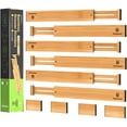 thumbnail image 1 of ANTOWIN 10Pack Bamboo Drawer Dividers, Expandable Drawer Separators Splitter, 17-22 inches Adjustable Spring-loaded Organizer for Large Utensil, Clothes, Tools Drawers, 1 of 8