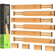 ANTOWIN 10Pack Bamboo Drawer Dividers, Expandable Drawer Separators Splitter, 17-22 inches Adjustable Spring-loaded Organizer for Large Utensil, Clothes, Tools Drawers
