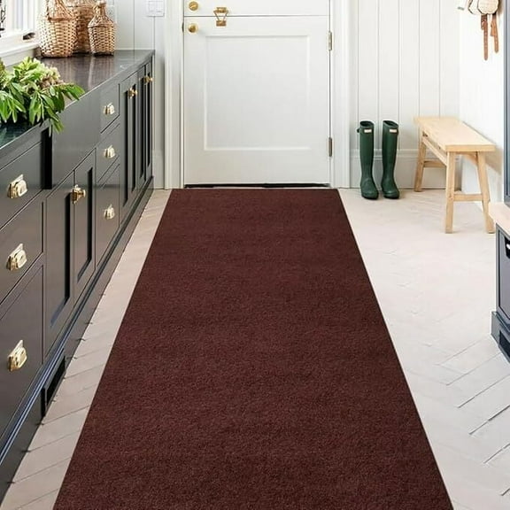 ANTPOP Area Rugs Outdoor Runner Rug Indoor Carpet Runners Non Slips Utility with Rubber Backing for Kitchen Hallway Entryway Garage Brown Brown 4ft x 10ft