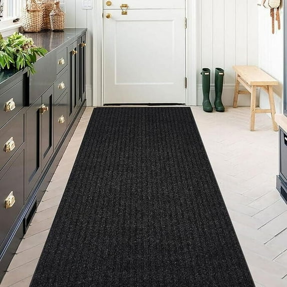 ANTPOP Area Rugs Outdoor Runner Rug Indoor Carpet Runners Non Slips Utility with Rubber Backing for Kitchen Hallway Entryway Garage Striped Black Striped Black 2ft x 8ft