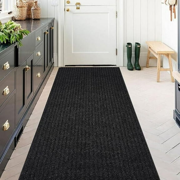 ANTPOP Area Rugs Outdoor Runner Rug Indoor Carpet Runners Non Slips Utility with Rubber Backing for Kitchen Hallway Entryway Garage Striped Black Striped Black 2ft x 6ft