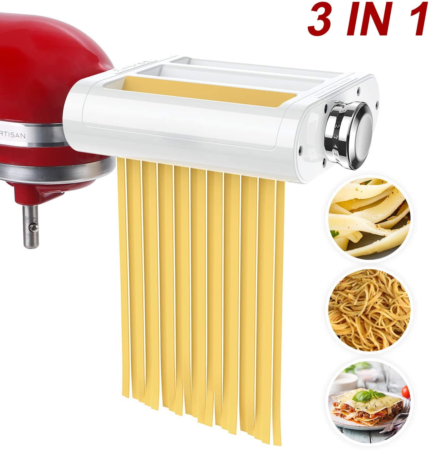 Pasta Maker Attachment For Stand Mixer, Stainless Steel Pasta Roller,  Spaghetti Cutter, Fettuccine Cutter Set