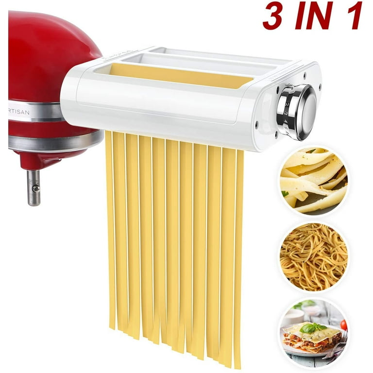 Pasta Maker Attachment for All KitchenAid Mixers, Noodle Ravioli Kitchen Aid Mixer Accessories 3 in 1 Including Dough Roller Spaghetti Cutter