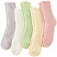 thumbnail image 1 of ANTSANG Fuzzy Socks for Women Men Slipper Fluffy Cozy Warm Winter Thick Plush Crew Socks 5 Pairs(Plain I,M), 1 of 6