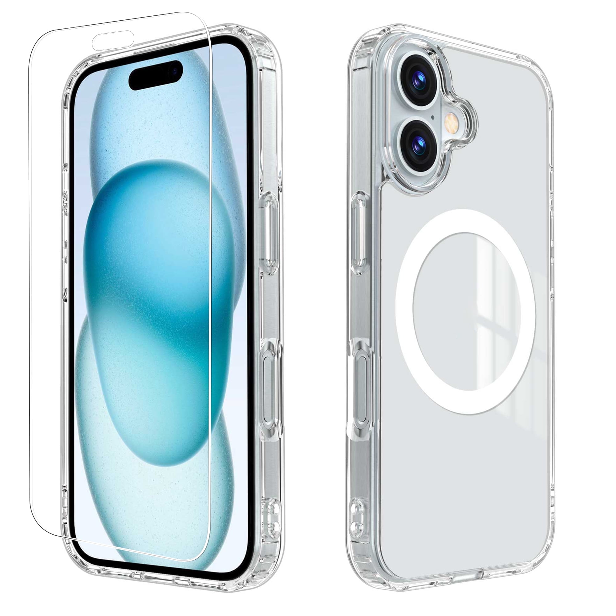 ANTSHARE Custodia Magnetica Per IPhone 16 Pro, Trasparente Opaca Con Anello MagSafe, Antiurto Con Pellicola 9H
