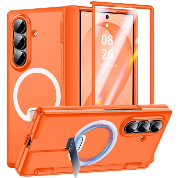 ANTSHARE Magnetic for Samsung Galaxy Z Fold 8 Ultra Case with Built-in Screen Protector & Hidden Kickstand, Hinge Protective Smooth Hard Matte Armor Case